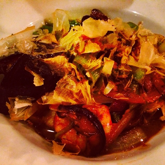 Seafood wasabi with pepper sauce